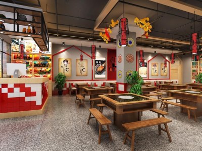 新中式串串火锅店3D模型下载